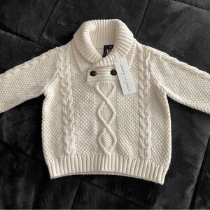 Janie and Jack Shaw collar off white sweater, 12-18mos